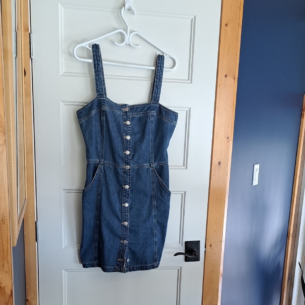 Levi's Dark Blue Denim Mini Dress with Buttons
